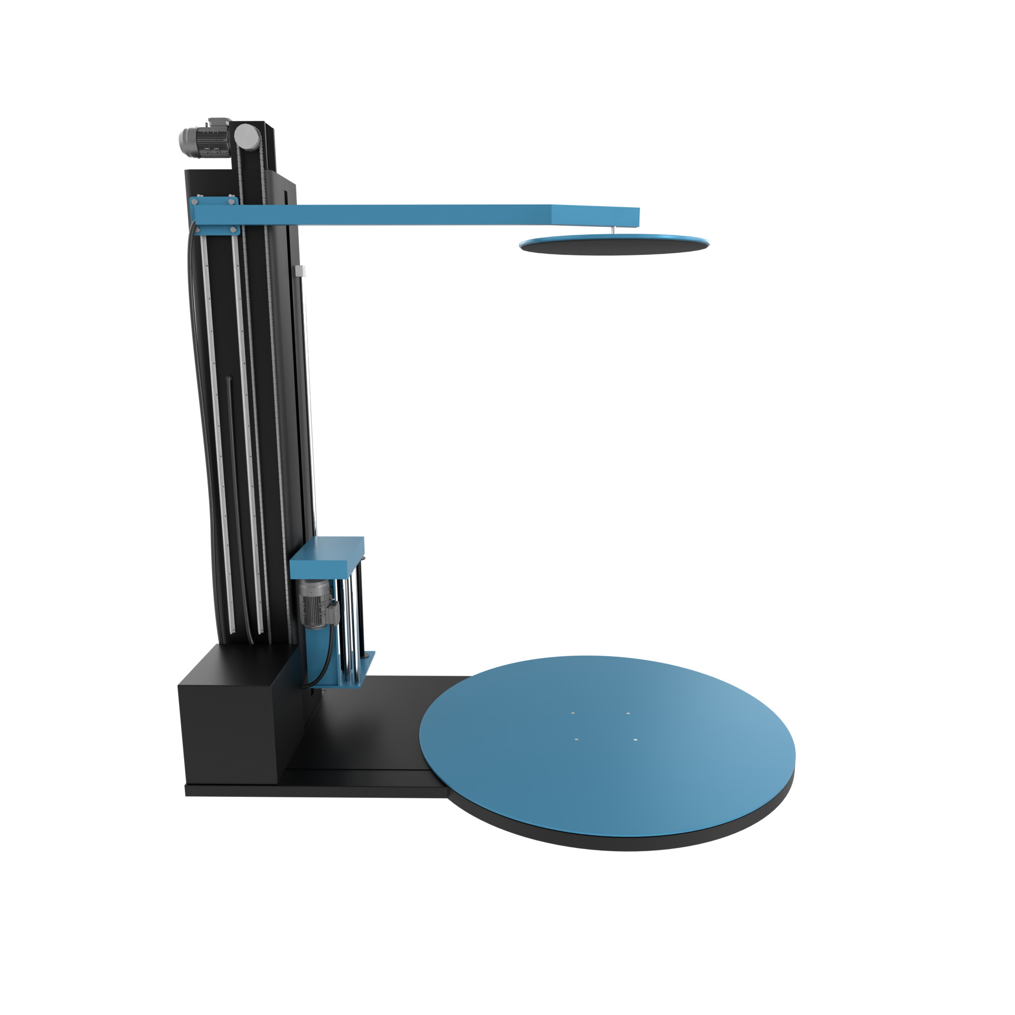 Wrapping machine with an overhead pressure plate